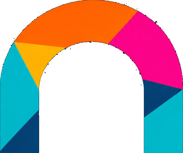 Símbolo O Arco: um arco em mosaico de triângulos coloridos